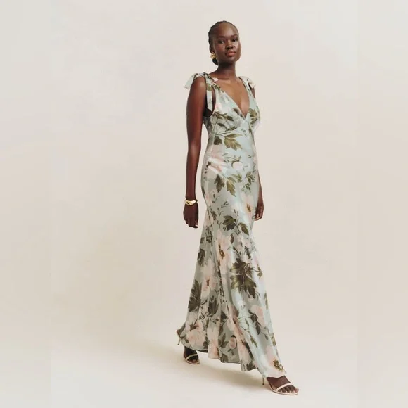 Reformation Pernille Silk Gown in Fauna Size S - Picture 11 of 16